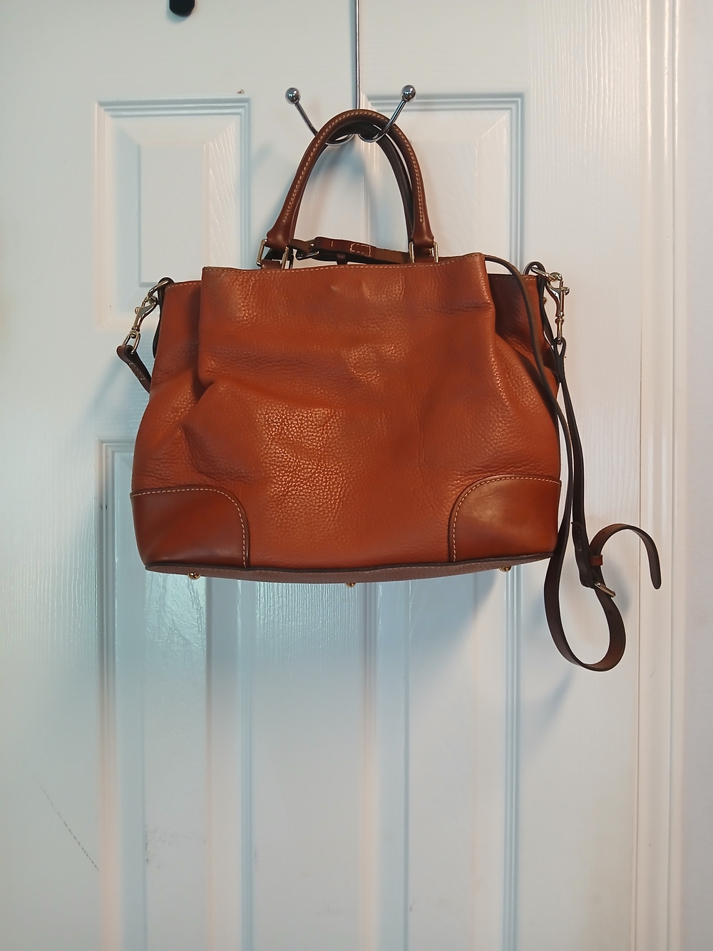 Dooney & Bourke Pebble Leather Satchel in Cognac Brown - Picture 4 of 11